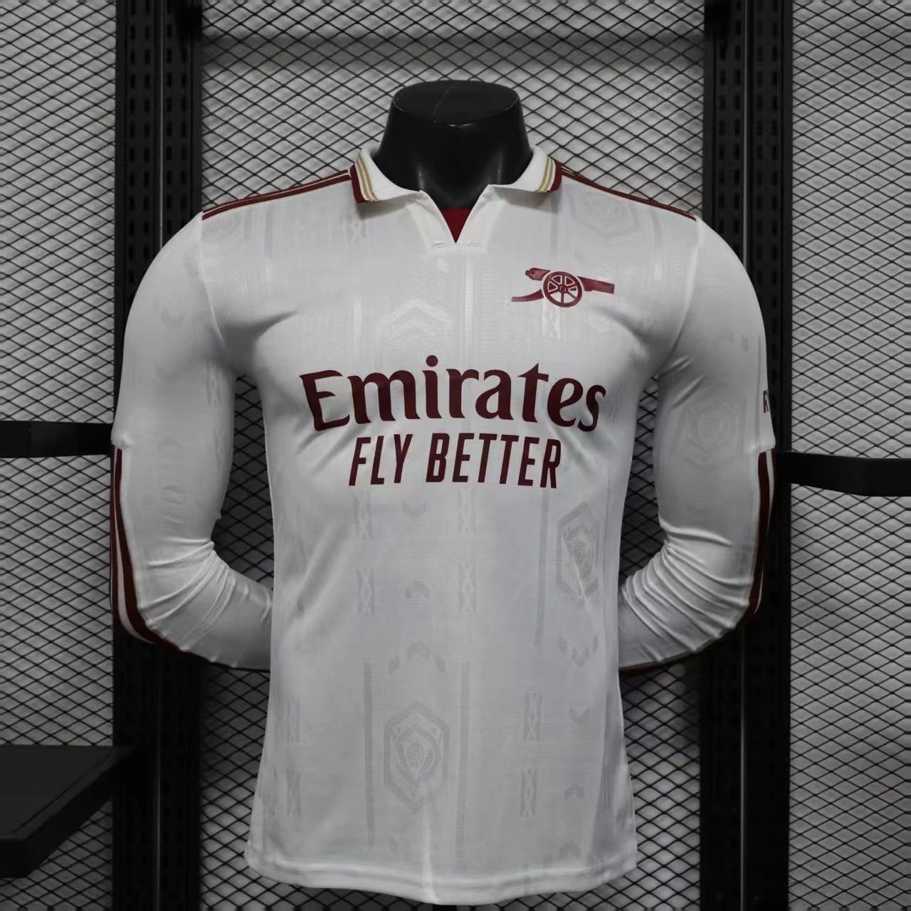 AC Milan Home Long-Sleeve Jersey Red and Black Stripes - 2