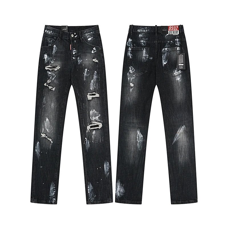 Dsquared2 Distressed Black Paint-Splatter Jeans - 14