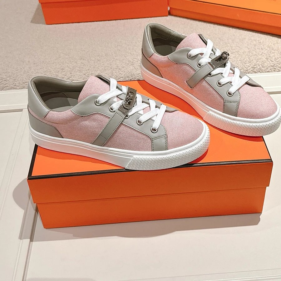 Hermès Oran Sneakers Gray and Navy Canvas Sneakers - 9
