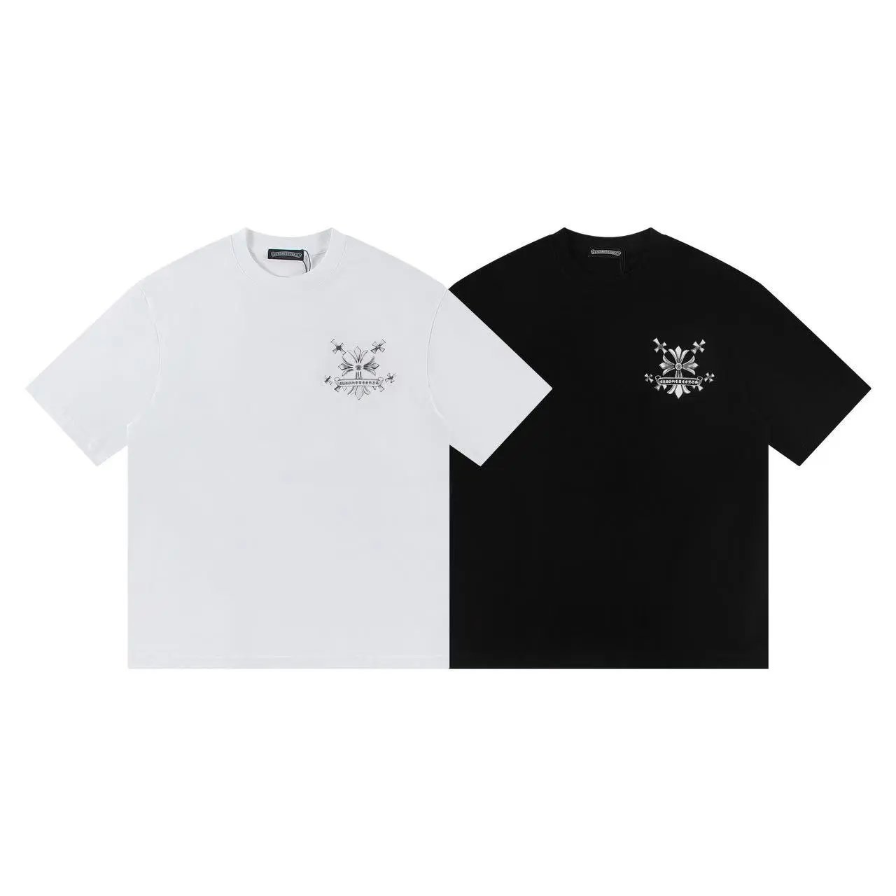 Design Crystal Embellished Splatter Print T-Shirt Black - 12