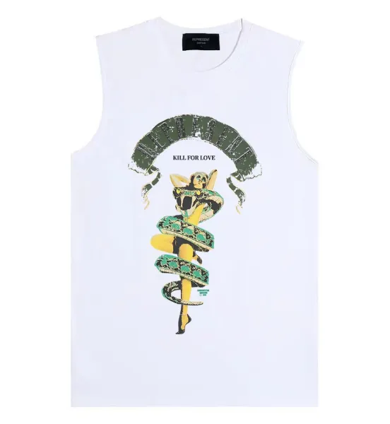 Represent Kill For Love Snake Print Sleeveless Vest Top White - 1