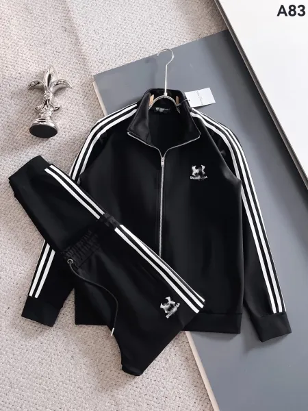Balenciaga Track Suit Black with White Stripes Tracksuit - 1