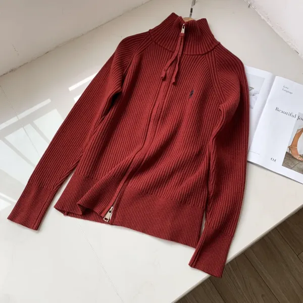 Polo Ralph Lauren Ribbed Half-Zip Turtleneck Sweater Burgundy - 1