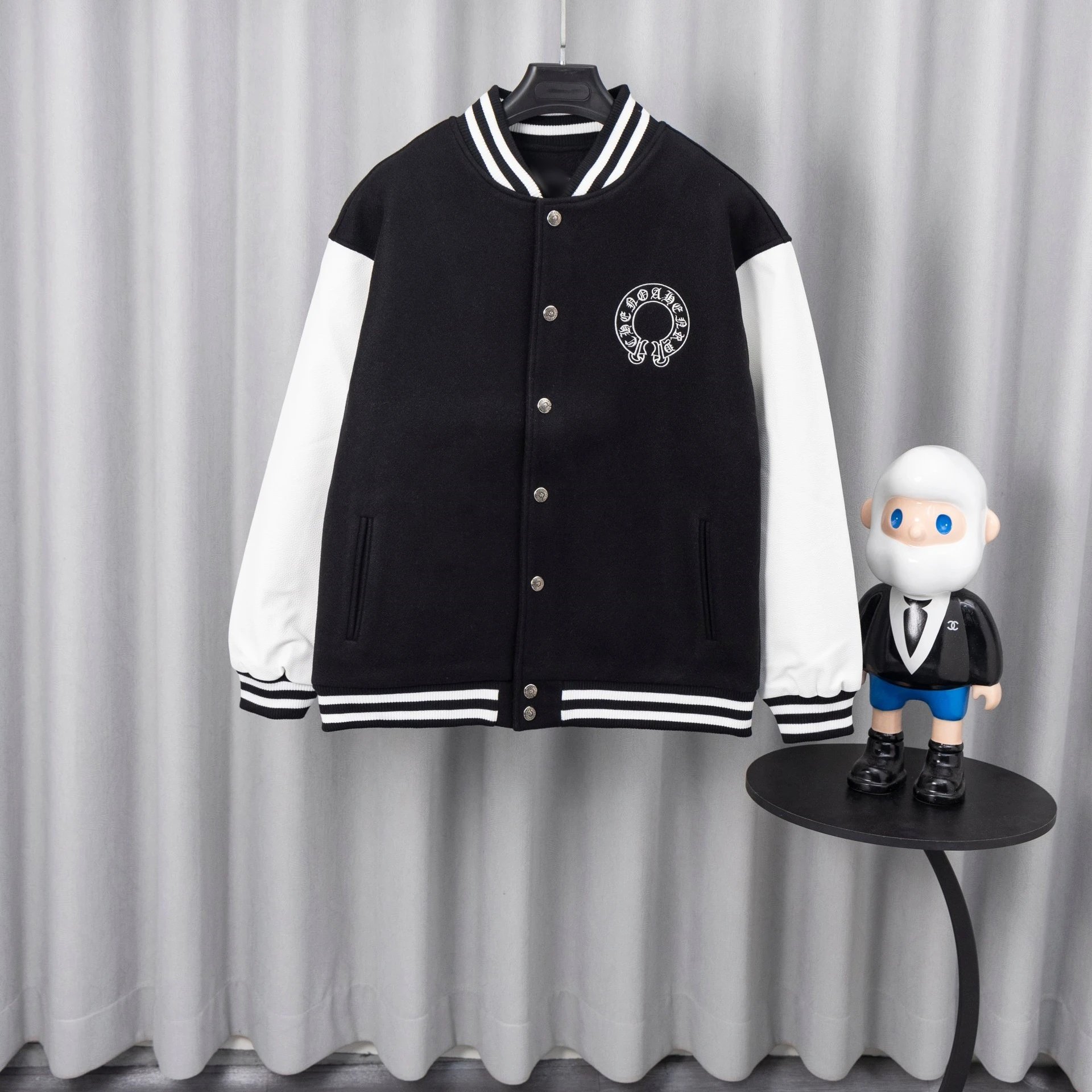 Chrome Hearts Varsity Jacket Black and White Outerwear Jacket - 10