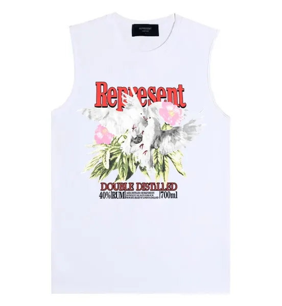 Represent Floral Dove Print White Vest-Top - 1