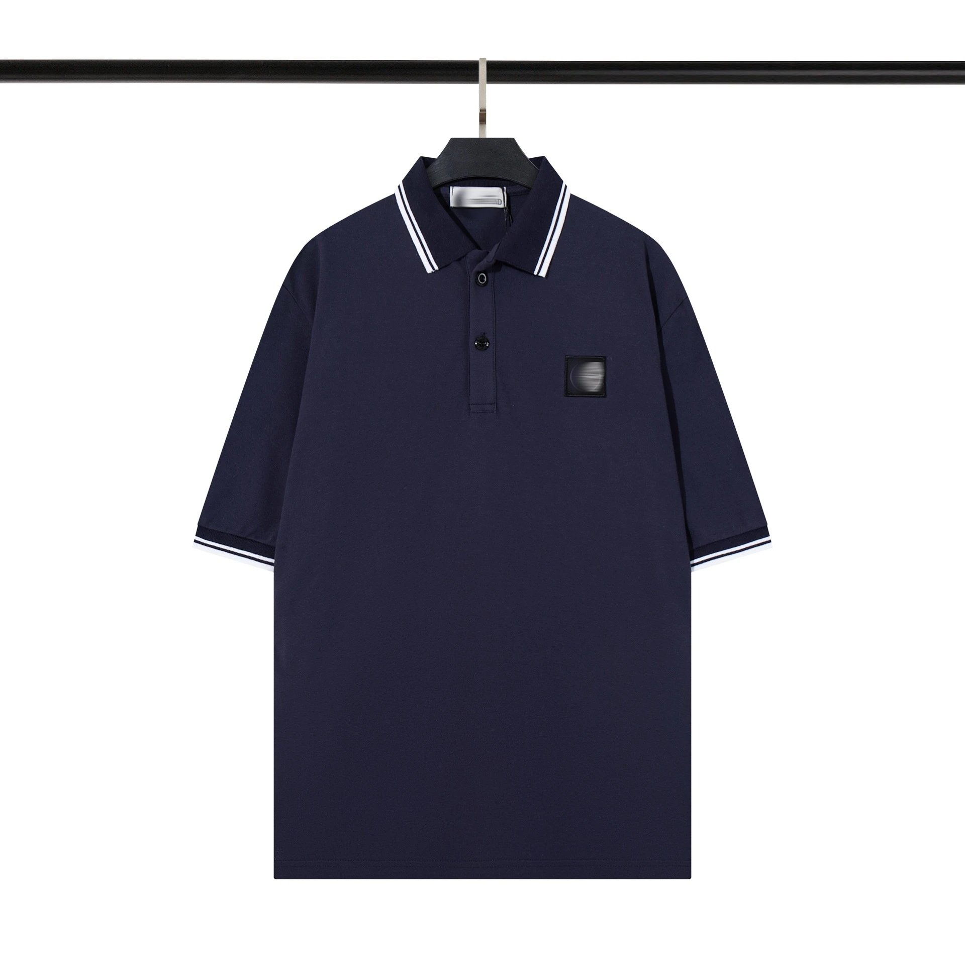 Design Polo Shirt Navy Piqué with Square Logo Patch - 13