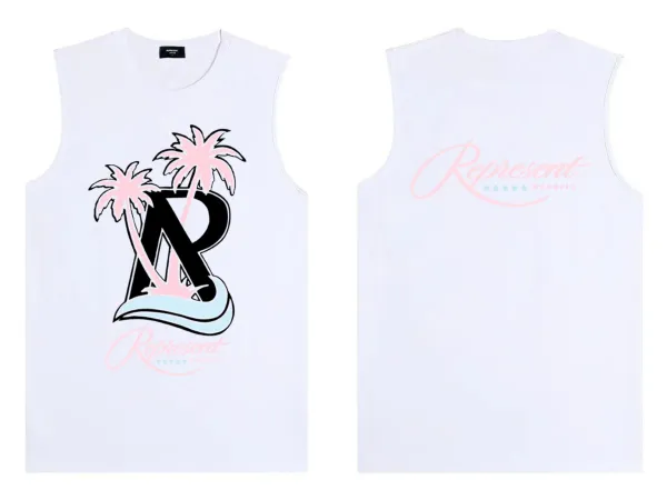 Represent Resorts Palm Tree Logo White Sleeveless Vest Vest Top - 1