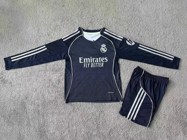 Real Madrid Training Kit Navy Blue Long-Sleeve Jersey and Shorts Set - 1