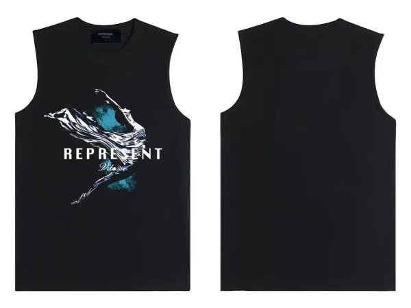 Represent Vitasse Graphic Sleeveless Top Black Vest Top - 1