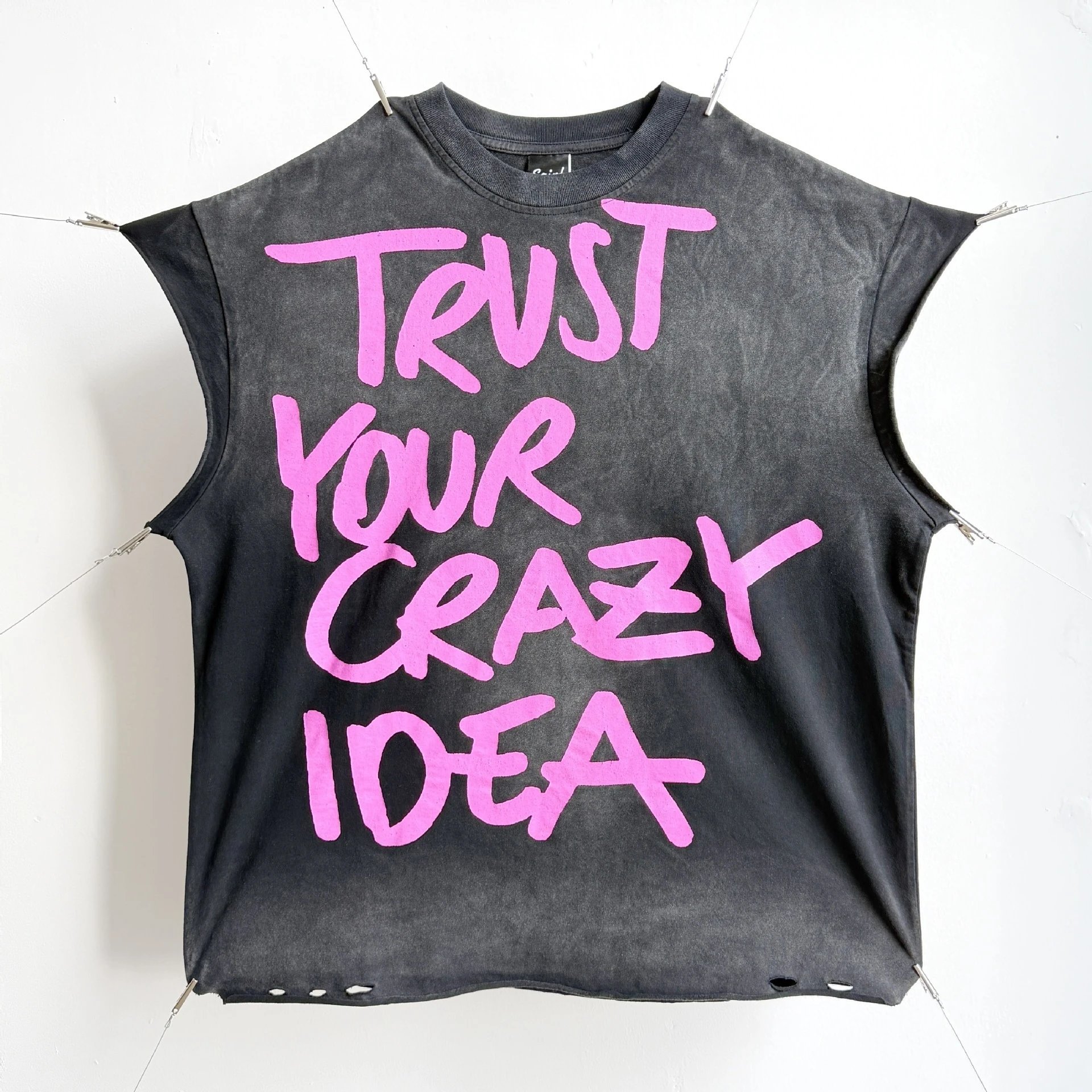 Design Sleeveless Graphic Tee Dark Gray T-Shirt - 45