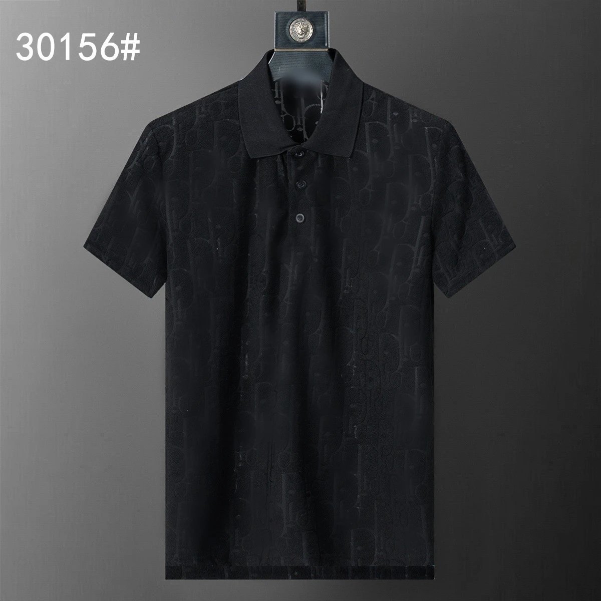 Louis Vuitton Shirts Short-Sleeve Monogram Polo Shirt — Black 30156