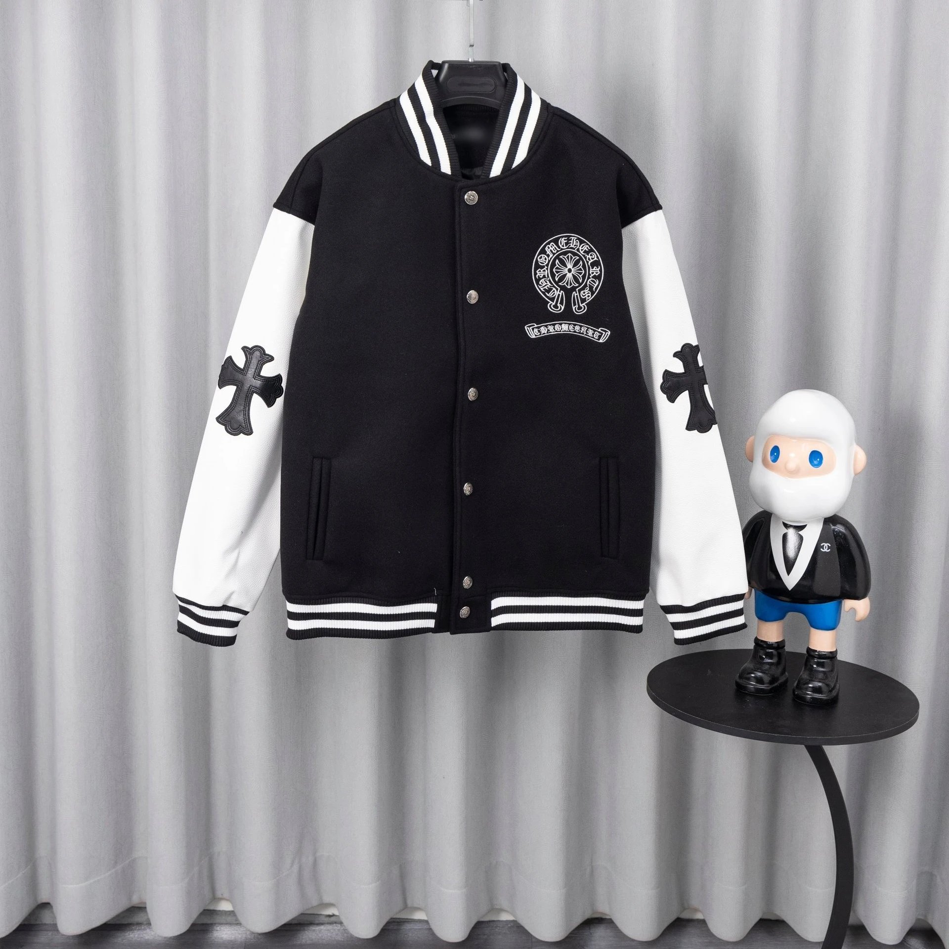Chrome Hearts Varsity Jacket Black and White Outerwear Jacket - 26