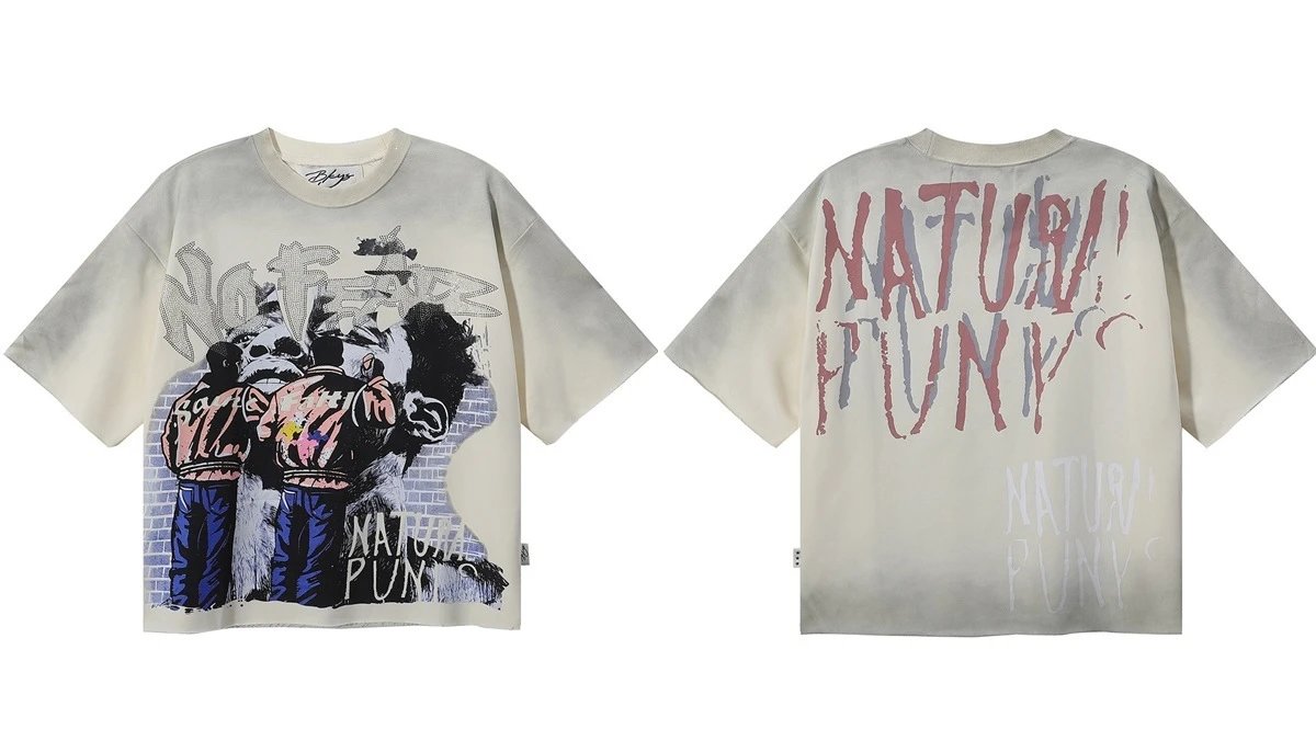 Design Bkys Punk Skull Graphic Oversized T-Shirt Black T-Shirts - 21