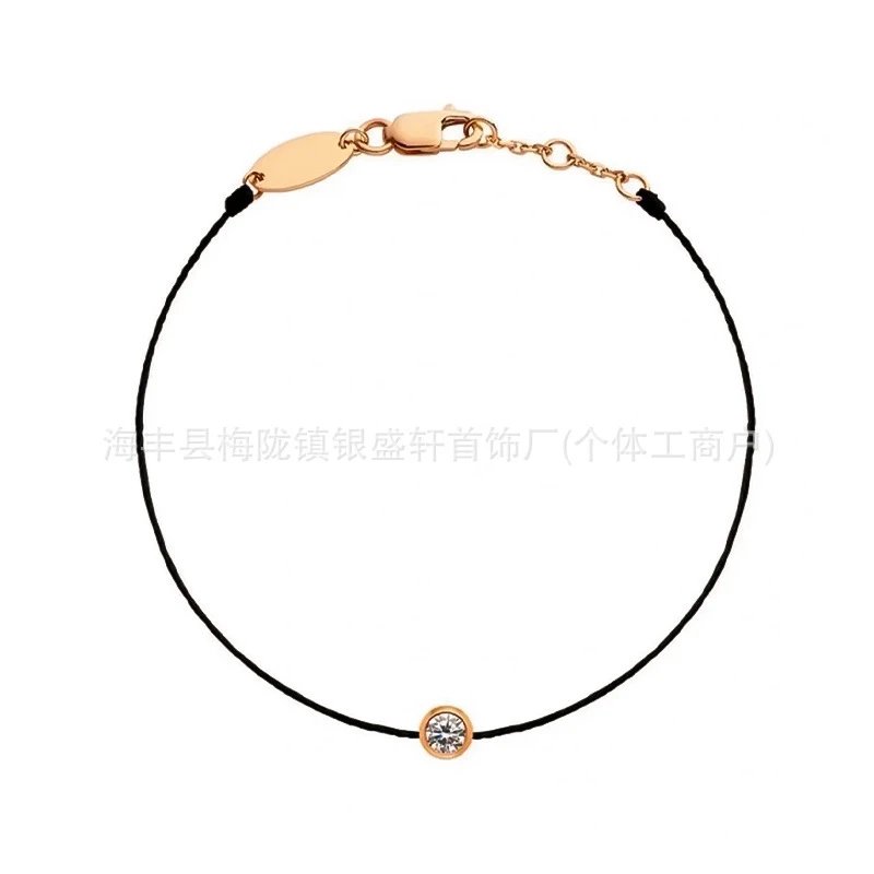单钻全绳手链【黑色-玫瑰金色】