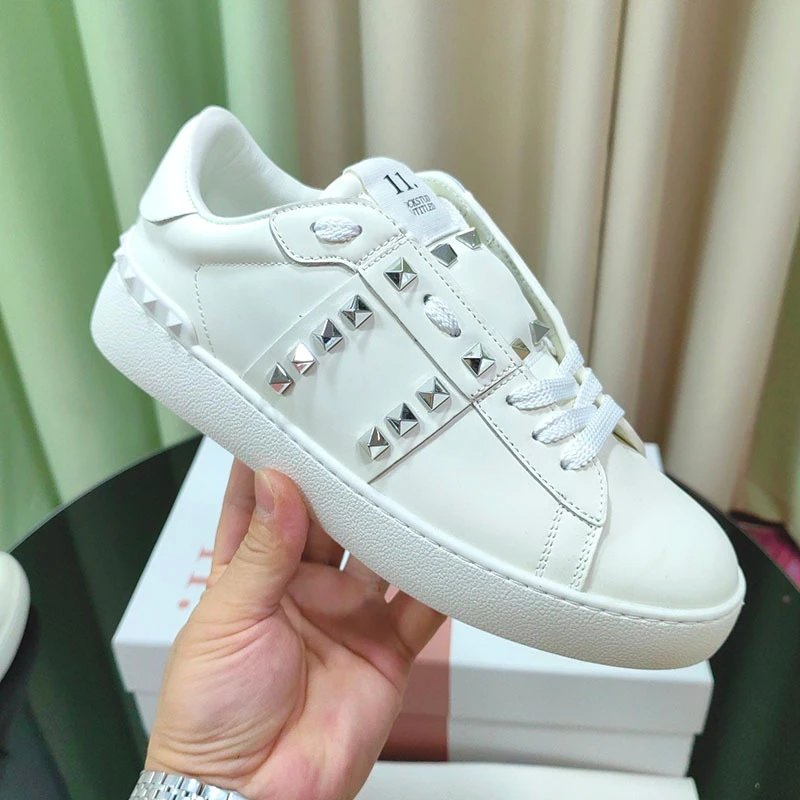 Unbranded Sneakers Low-Top Leather with Contrast Band and Pyramid Studs image 4