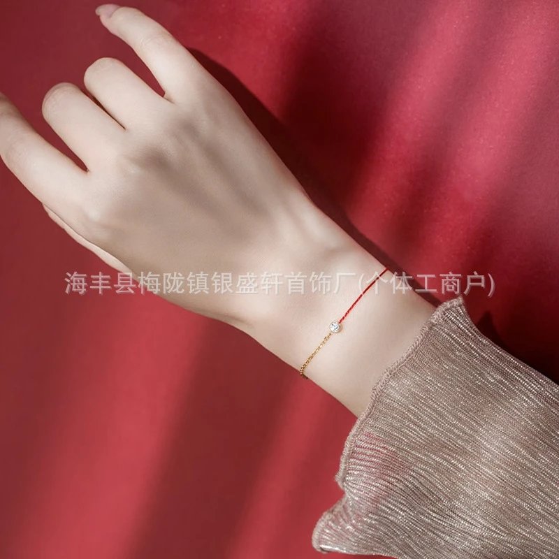 Design Minimalist Rose Gold Crystal Bracelet Black Cord Jewelry - 4