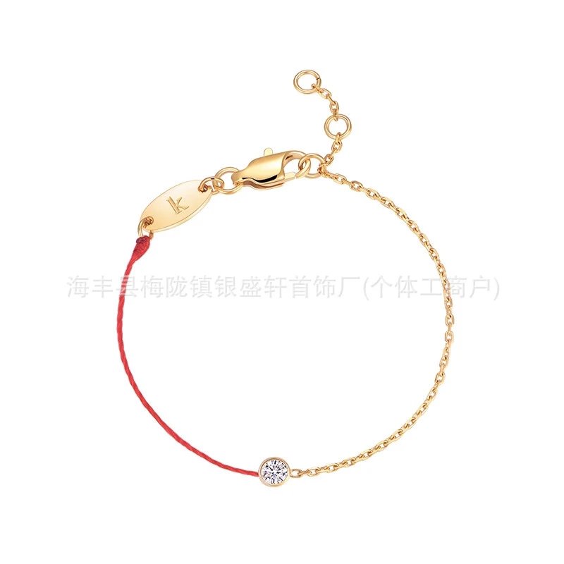 Design Minimalist Rose Gold Crystal Bracelet Black Cord Jewelry - 6