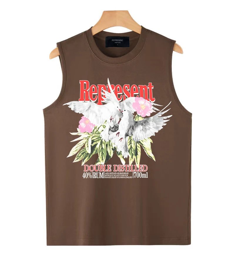 Represent Dove Floral Print Brown Vest-Top - 1