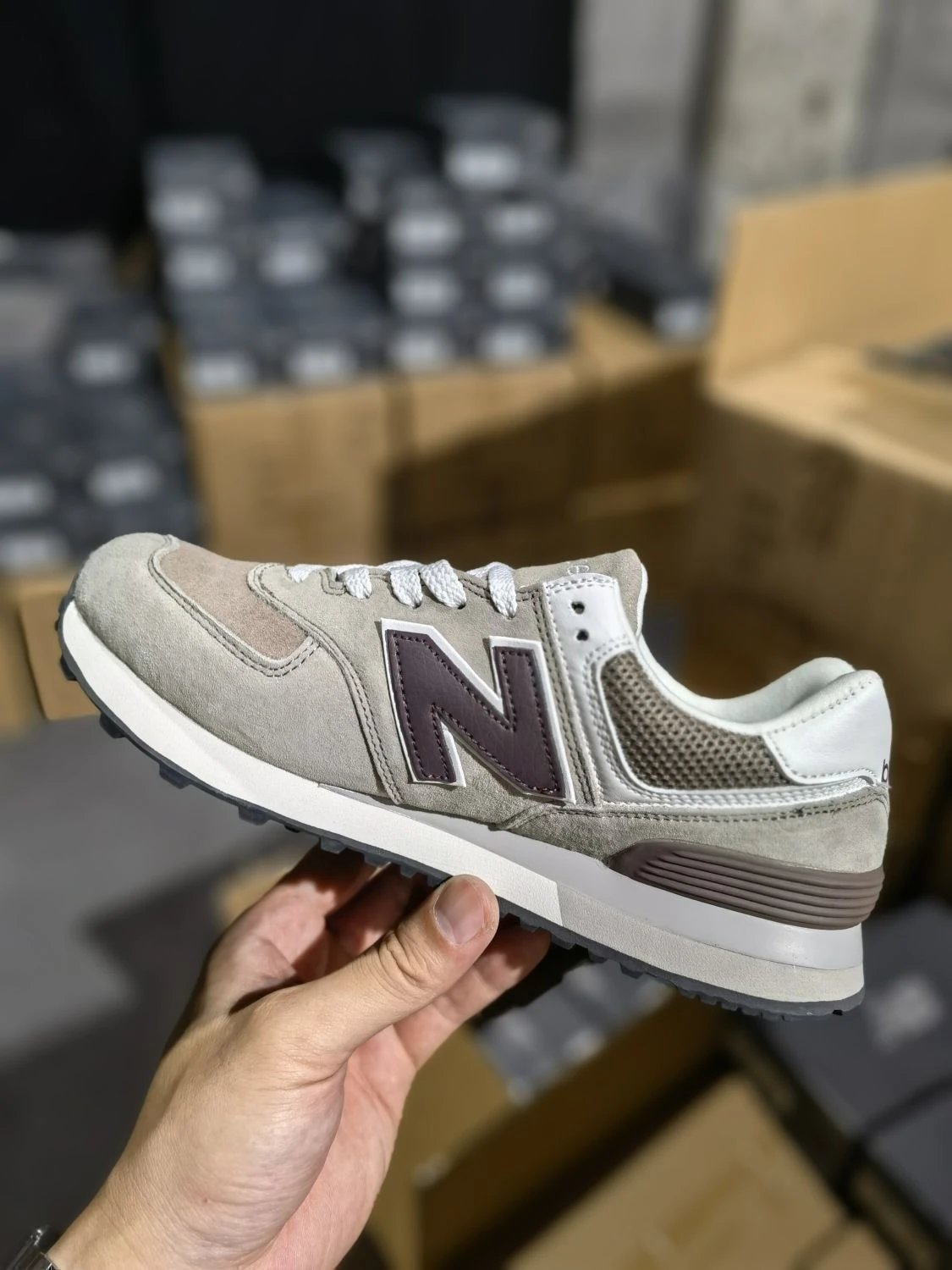 New Balance 574 Suede Beige Brown Sneakers - 7