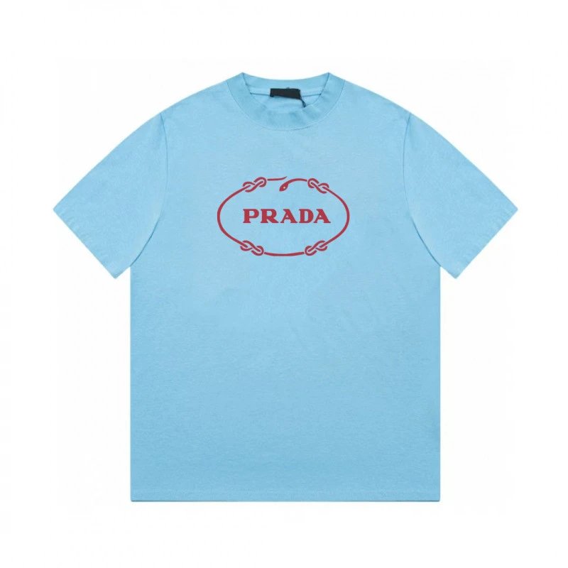 Prada Rope Logo T-Shirt Light Blue - 1