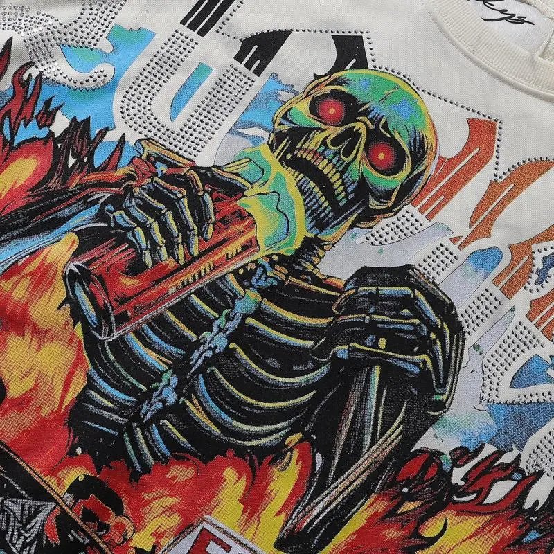 Design Bkys Punk Skull Graphic Oversized T-Shirt Black T-Shirts - 69