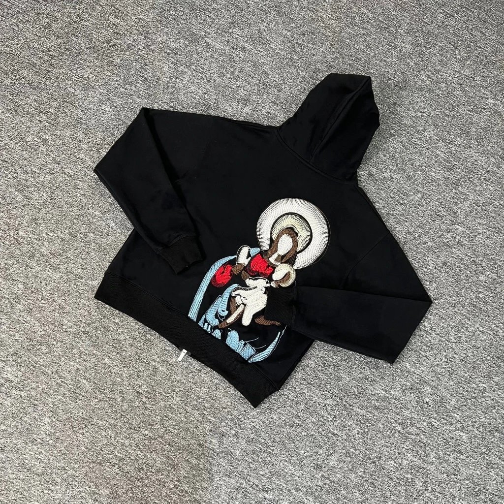 Design Embroidered Black Hoodie and Sweatpants Set - 9