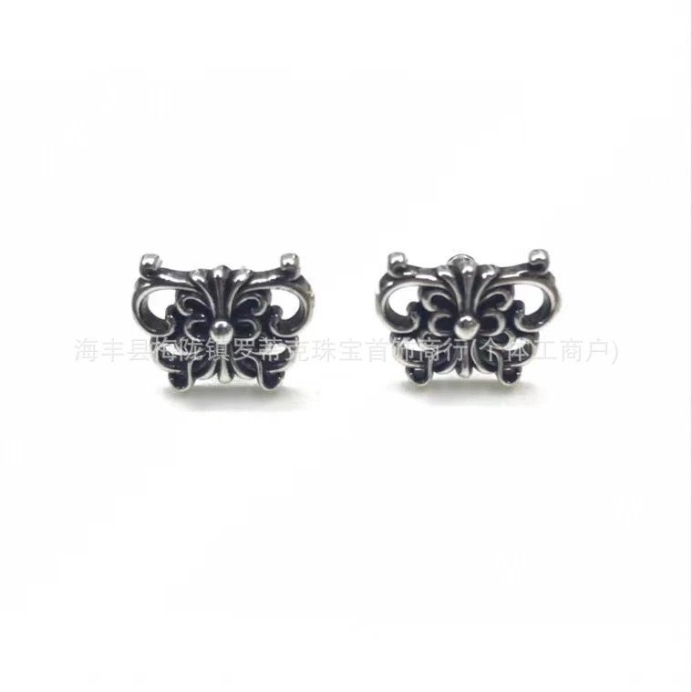 Design Floral Scroll Stud Earrings Silver Jewelry - 22