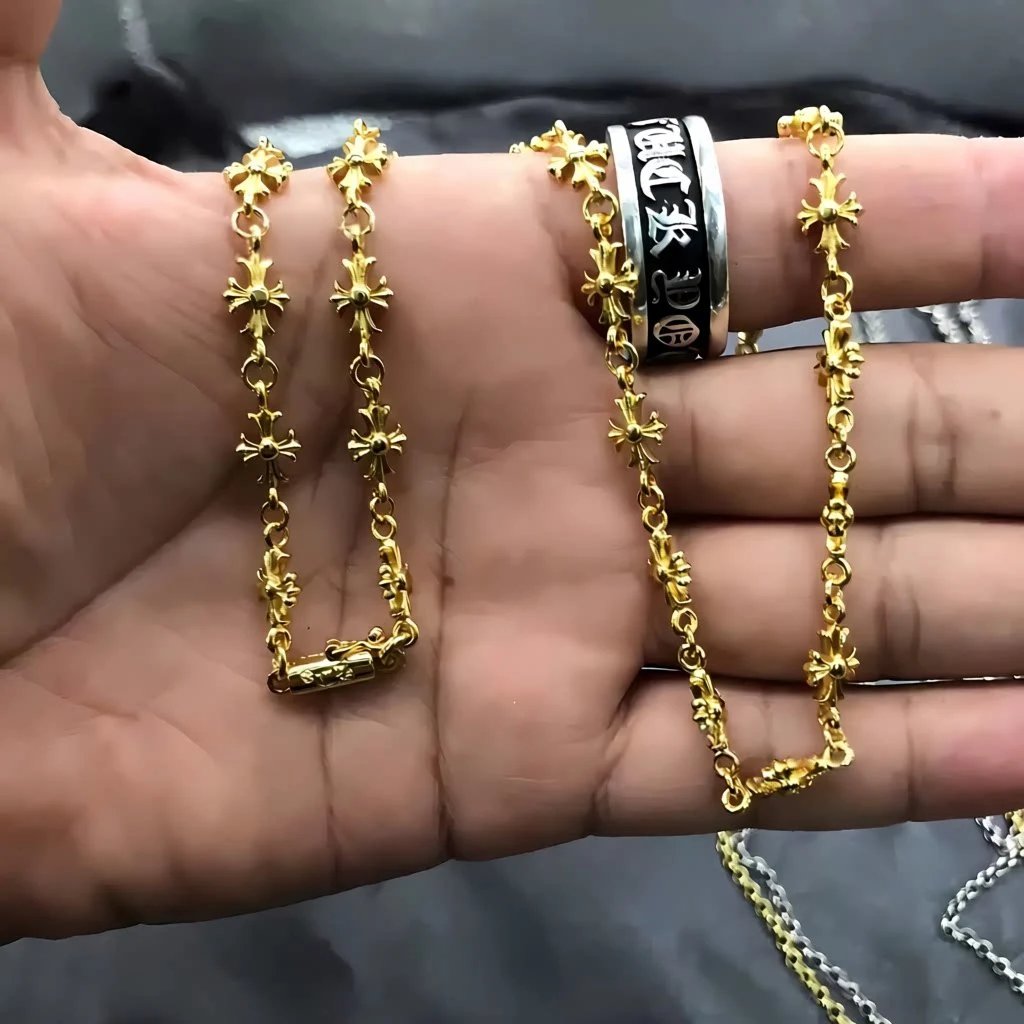 Gold Cross Flower Chain