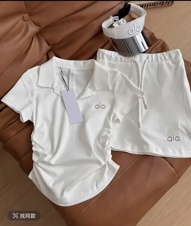 Alo Matching Sets Ruched Polo Top and Drawstring Skort Set product detail image 5