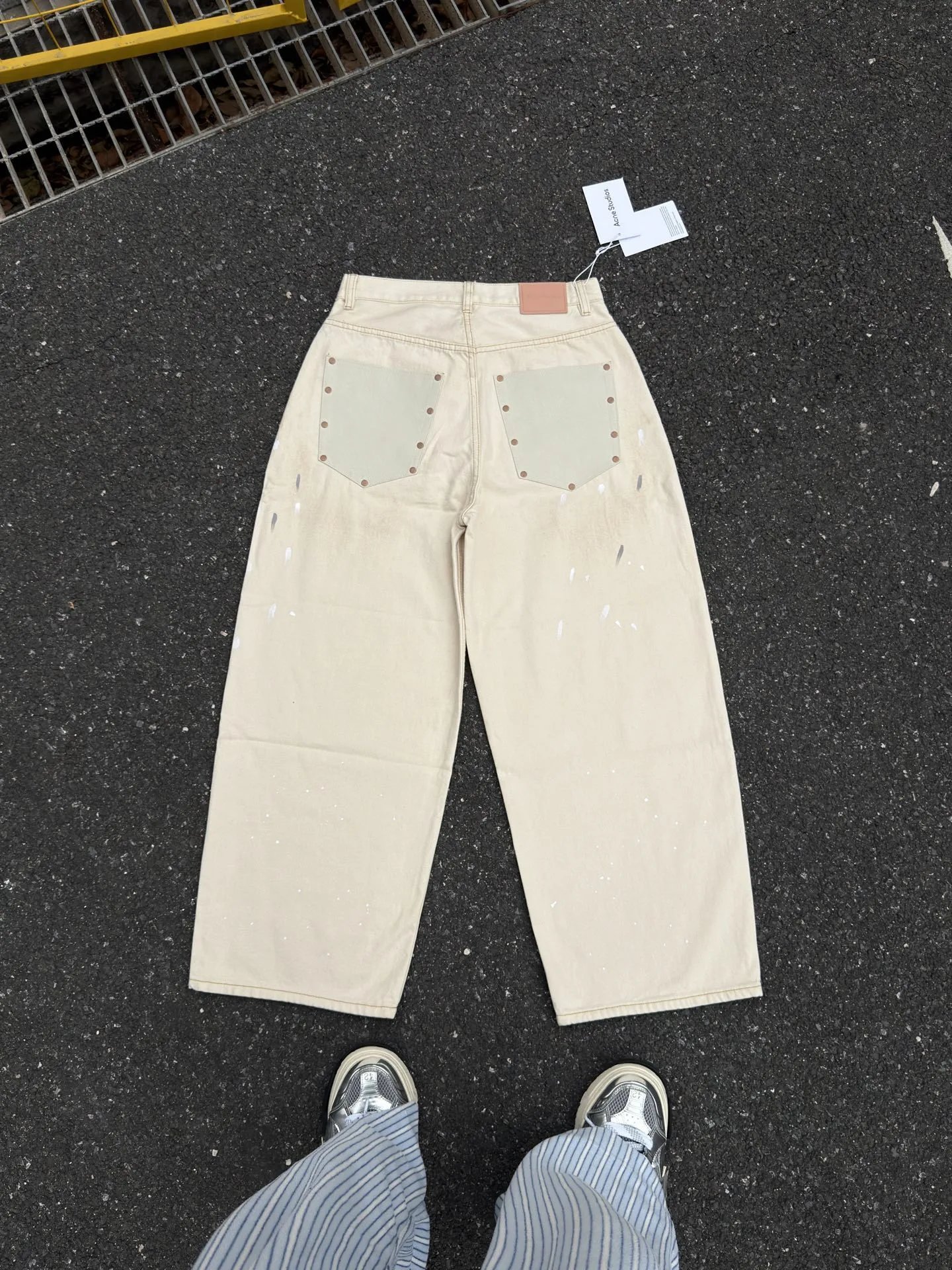 Acne Studios Wide-Leg Distressed Denim Jeans Blue - 8
