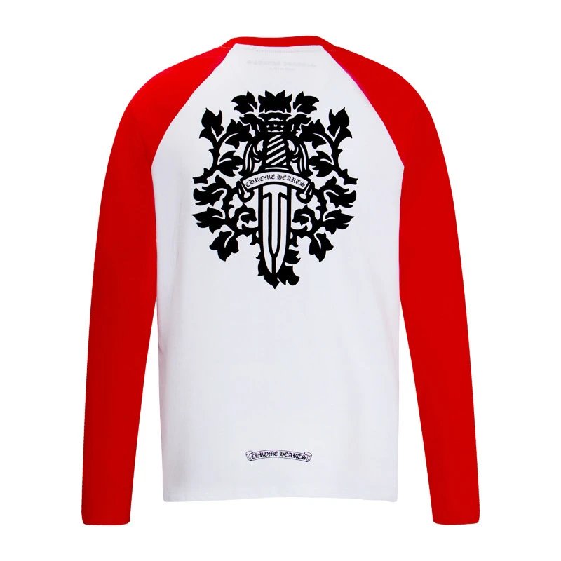 Chrome Hearts T-Shirts Graphic Long-Sleeve T-Shirt — Bright Red 01