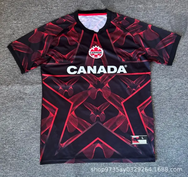 Design Canada National Team 2023 Alternate Jersey Black Red Graphic Jersey - 1