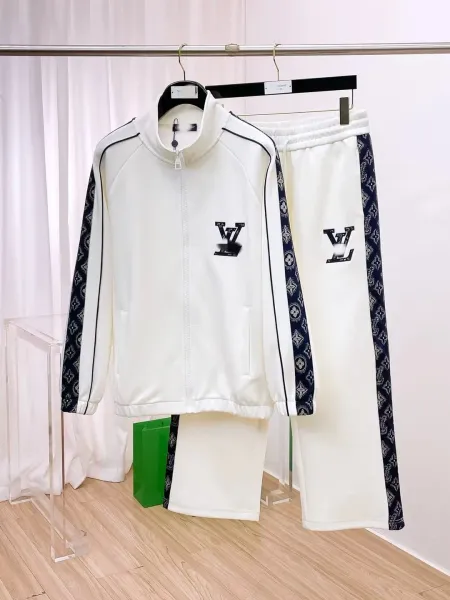 Louis Vuitton Monogram Track Jacket and Sweatpants Set White - 1