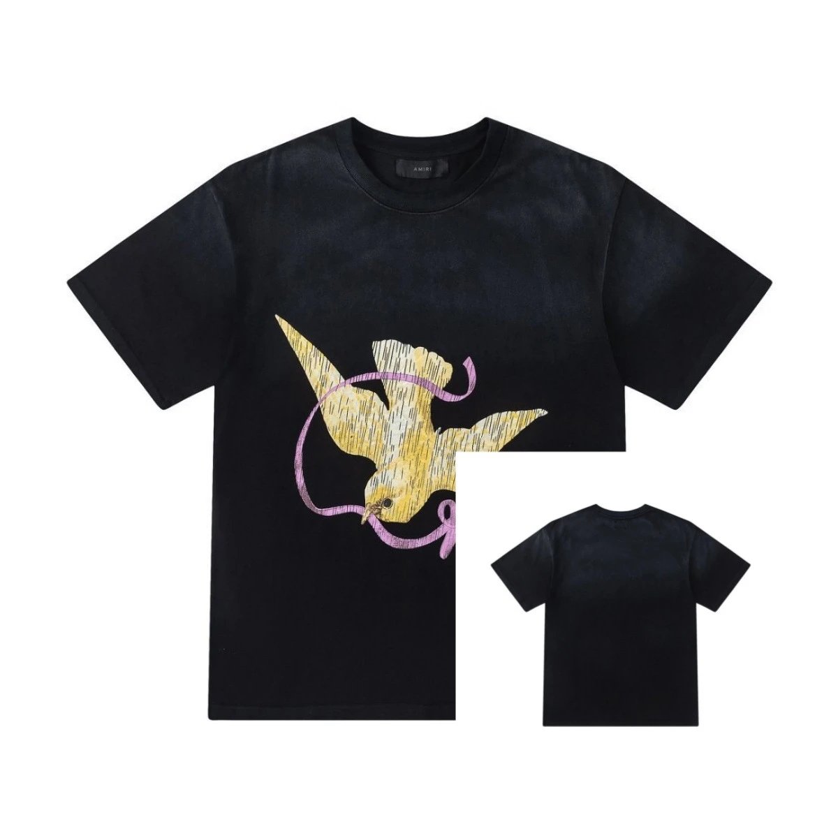 Amiri Horse Print Distressed Black T-Shirt - 8