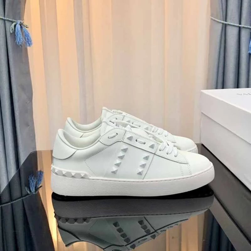 Valentino Rockstud Spike Strap Leather Sneakers White - 23