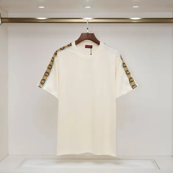 Gucci Smiley Tape Trim T-Shirt Beige - 1