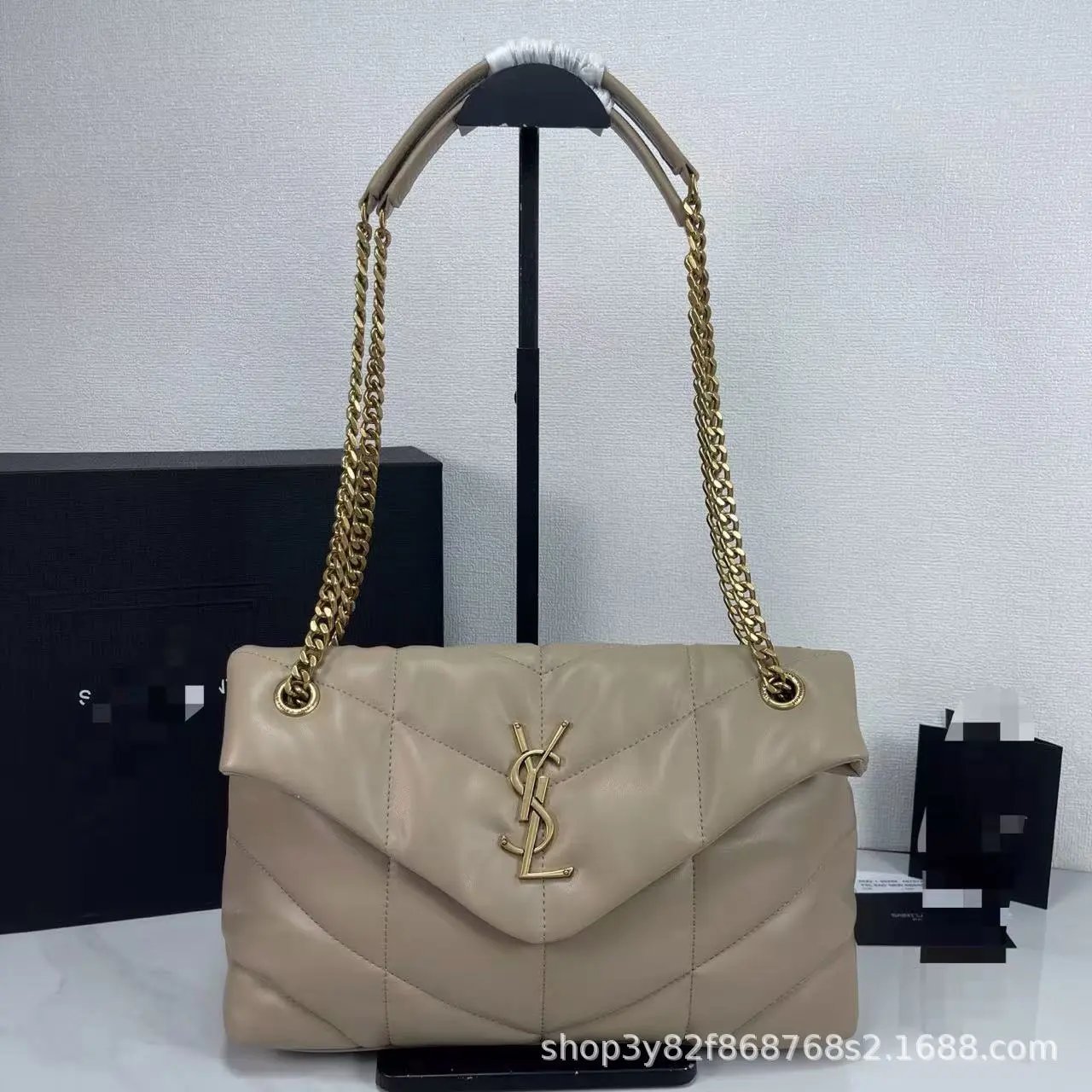 Saint Laurent Loulou Medium Quilted Black Leather Chain Shoulder Bag - 2