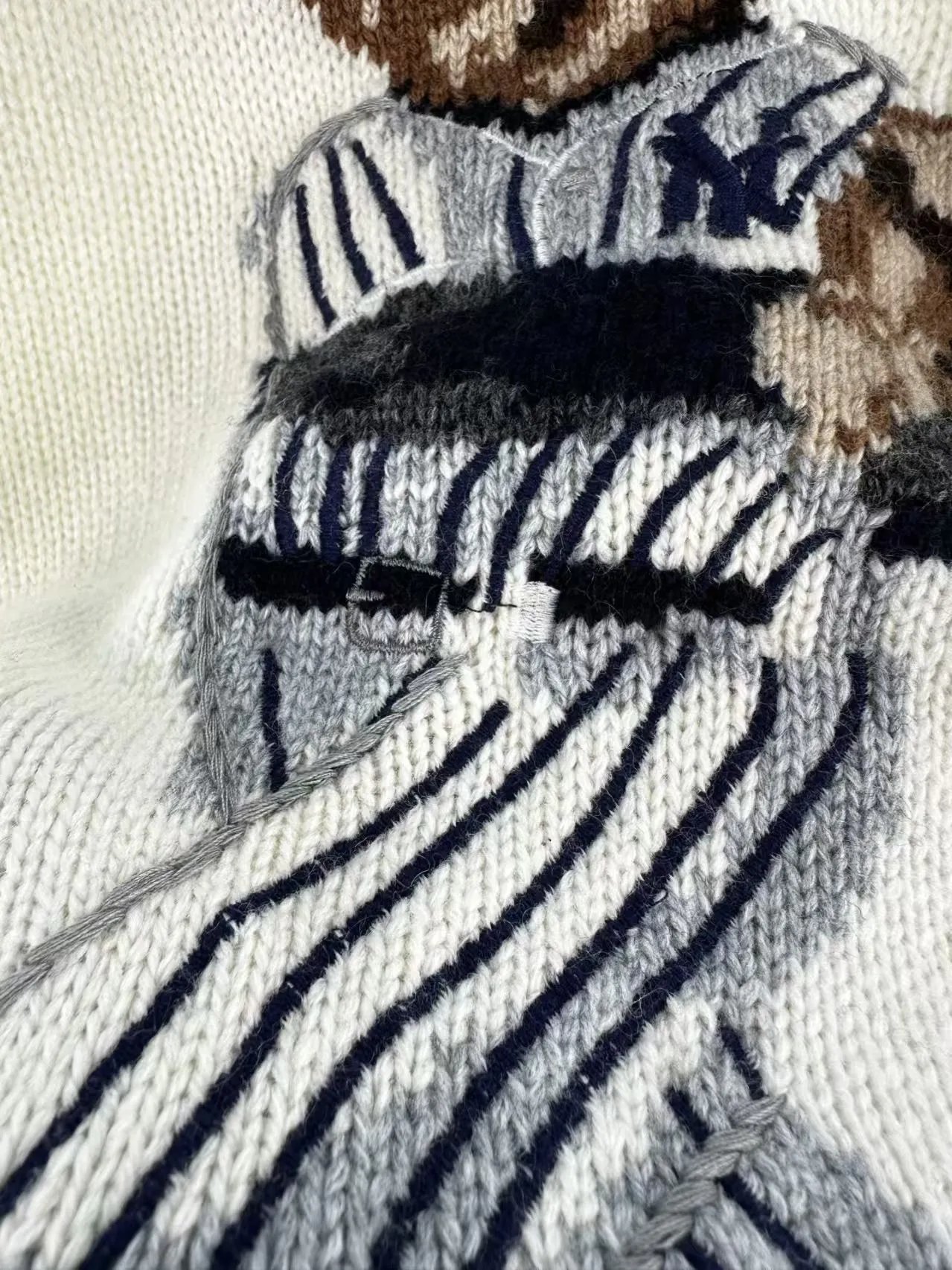 MLB x Human Made Baseball Bear Knit Sweater Navy - 5
