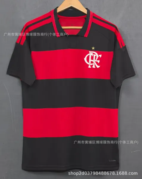 Flamengo Home Jersey Red and Black Striped Polo - 1