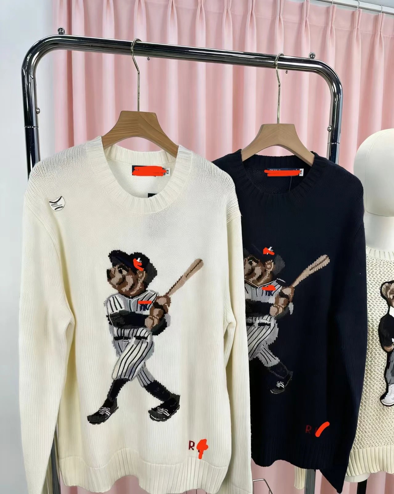 MLB x Human Made Baseball Bear Knit Sweater Navy - 12