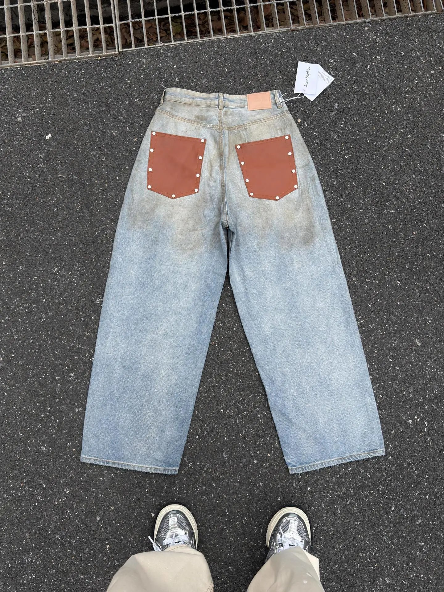 Acne Studios Wide-Leg Distressed Denim Jeans Blue - 14