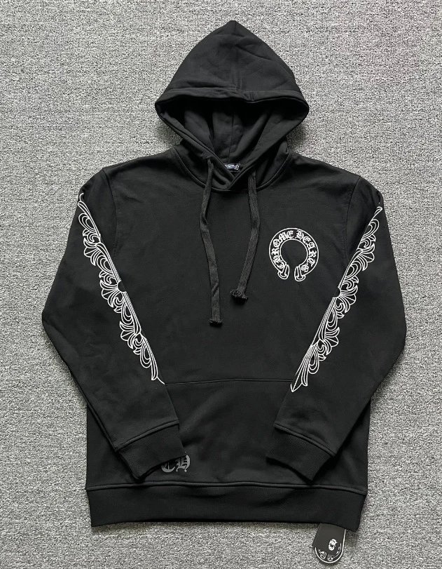 Design Hoodie White with Red Sleeve Logos - 52