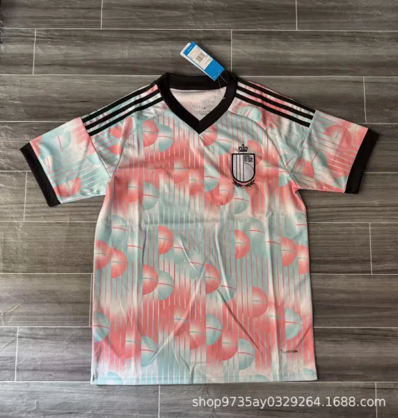 Adidas Belgium National Team 2023 Away Jersey Pink-Teal Pattern - 1