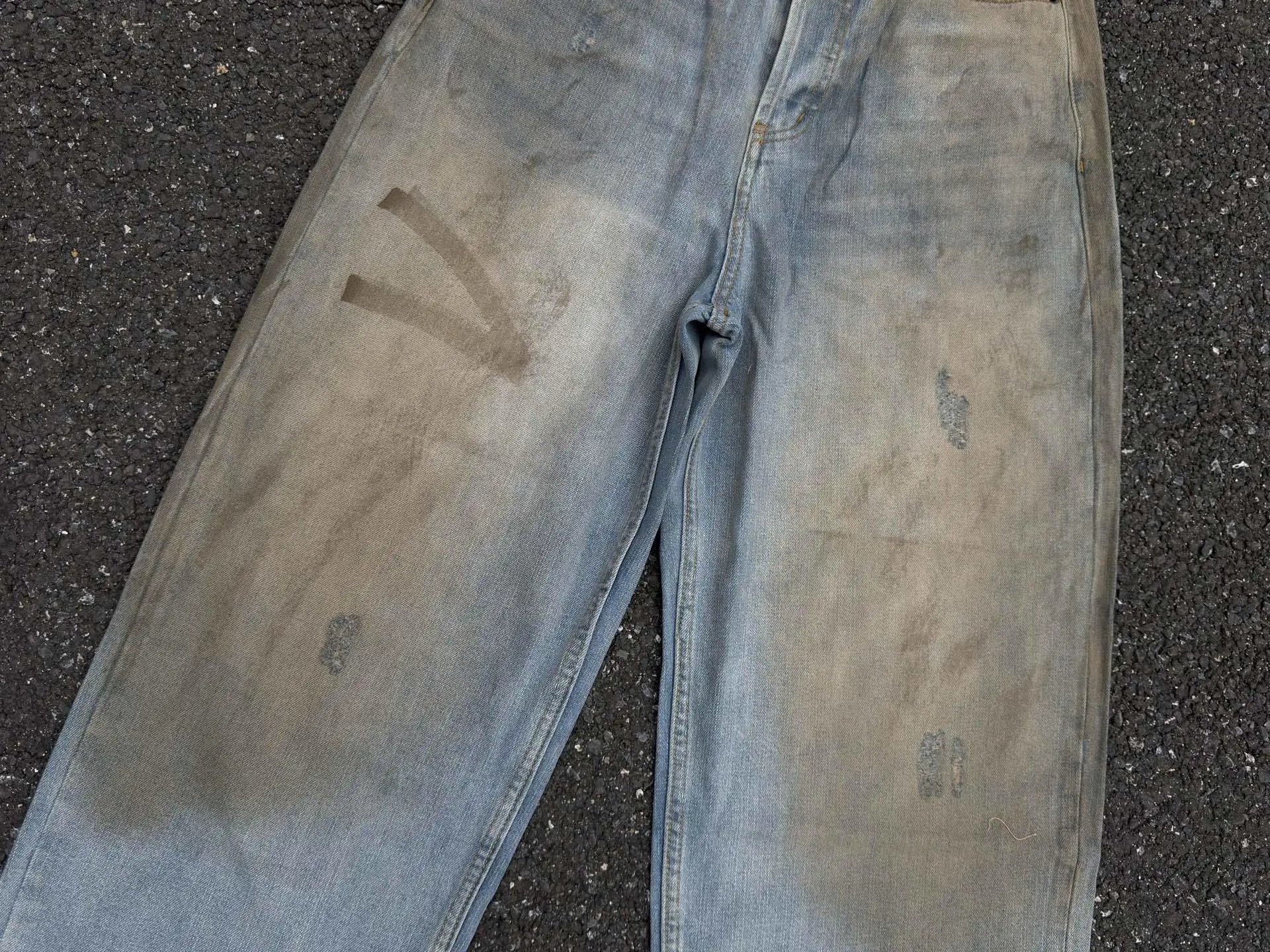 Acne Studios Wide-Leg Distressed Denim Jeans Blue - 16