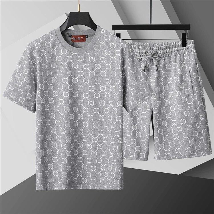 Louis Vuitton Matching Sets Short-Sleeve T-Shirt and Shorts Set — 95195 gray
