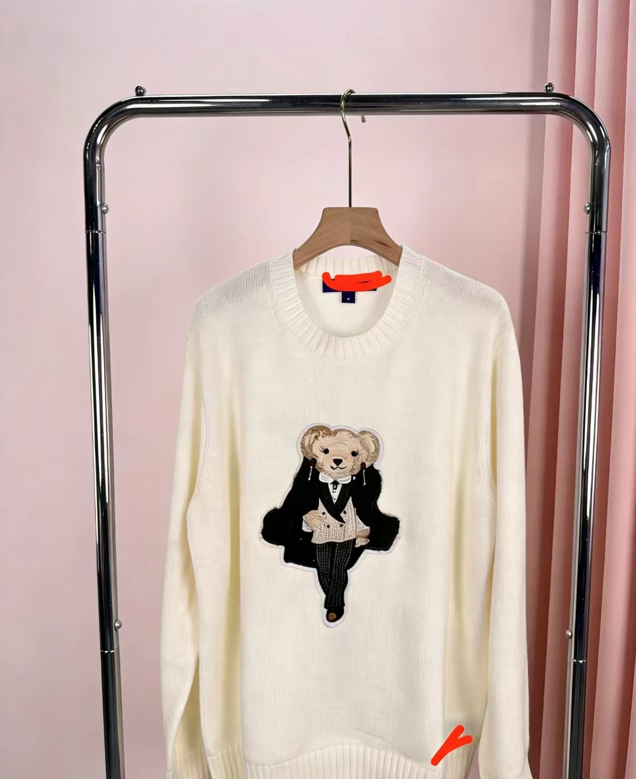 Polo Ralph Lauren Bear Embroidered Crewneck Sweater Ivory - 10