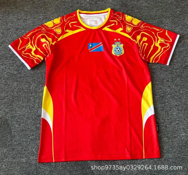 Design FECOFA National Team Jersey Red Yellow Flame Pattern Jersey - 1