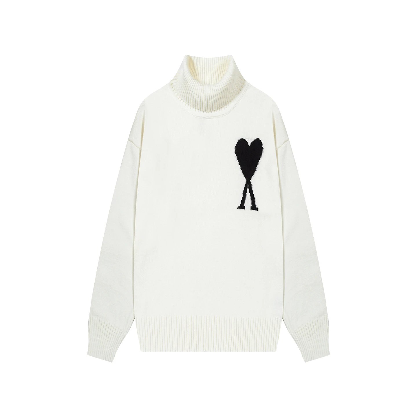 Ami Paris Heart Logo Turtleneck Sweater Forest Green - 21