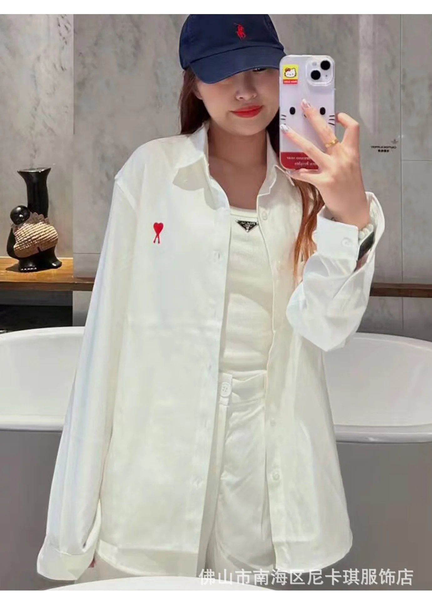 Comme des Garçons Play Heart Logo Mint Green Button-Down Shirt - 26