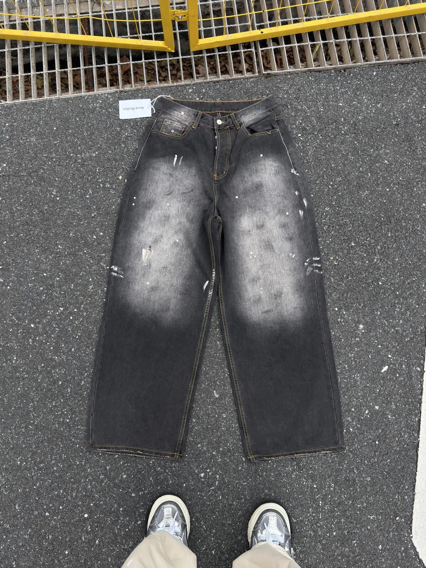 Acne Studios Wide-Leg Distressed Denim Jeans Blue - 22